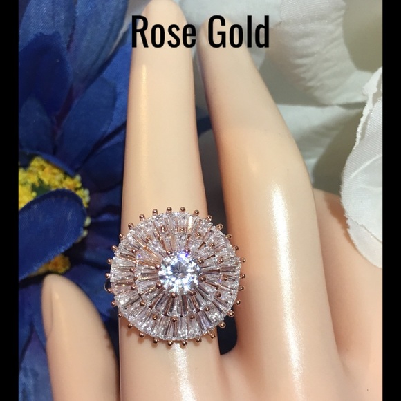 Flashy Baguette Paved Double Halo Cocktail Ring - Picture 3 of 8